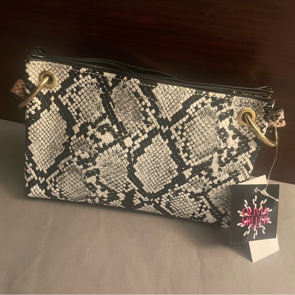 Olivia Miller Black and White Python Crossbody Bag -3pc Combo - Picture 1 of 9